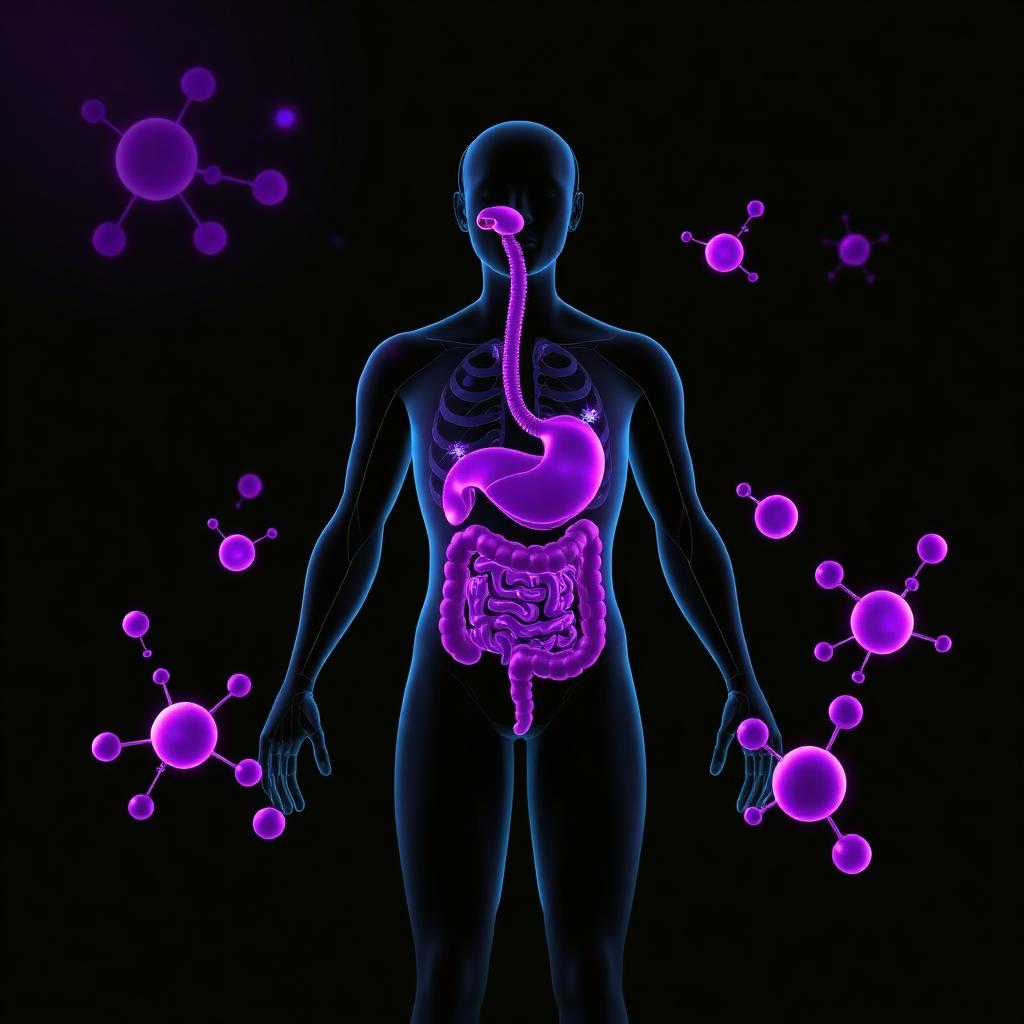Illustration of metabolism and digestive system supported by SlimTide